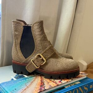 Freepeople x Jeffrey Campbell Studded Taupe Ankle Boots
